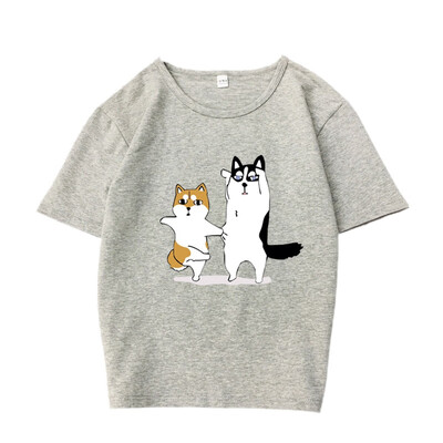 

Korean Style Cartoon Dog Printed Women T shirt Casual Loose Harajuku T-shirts Short Sleeves O-neck Summer Tops Female