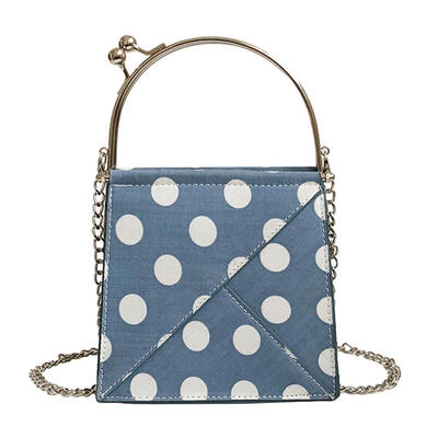 

Vintage Women Dots PU Leather Clip Shoulder Handbags Chain Messenger Bags