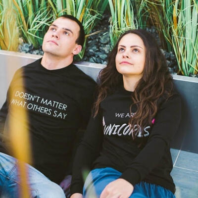 

Unicorn Love Matching Couple Hoodie Sweater Pullover Couple Hooded Tops US