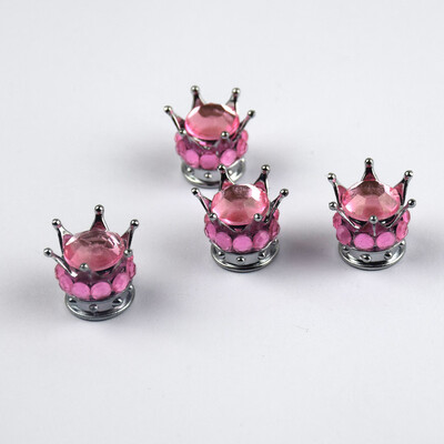 

Tailored 4Pcs Chrome Silver Crown Bling Diamond TireWheel Stem Caps Car Truck