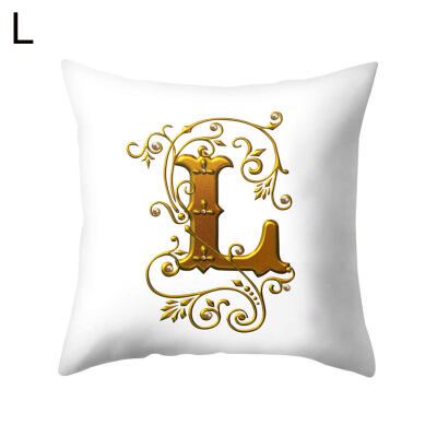 

26 Golden A to Z Alphabet Flower Soft Pillow Case Cushion Cover Home Sofa Decor