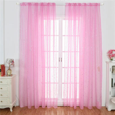 

Star Print Tulle Curtains Window Drapes Sheer Purdah for Home Living Room