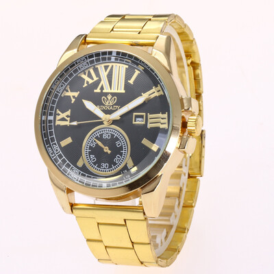 

Best selling fashion mens watch Roman scale single eye calendar alloy steel belt mens quartz watch