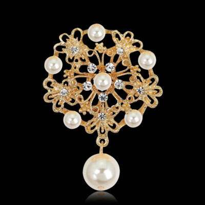 

Brooch Korean Style Simulated Pearl Elegant Female Collar Pin Brooch Brooch Color White Scarf Buckle New Trendy Flowers