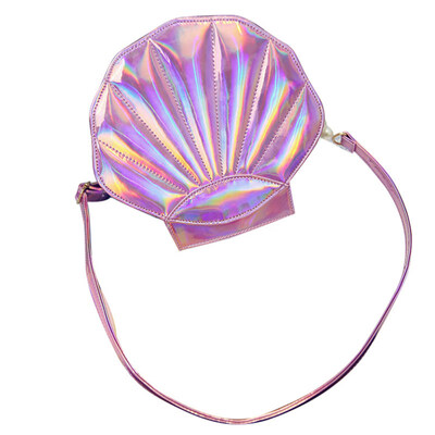 

Fashion Women Faux Pearl Shell Shape Crossbody Shoulder Bag Holographic Purse