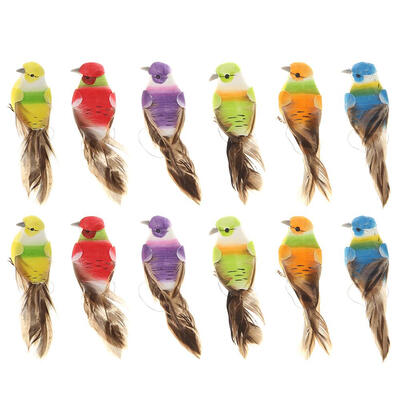 

12pcsSet Colorful Mini Simulation Fake Foam Birds Model Garden Miniature