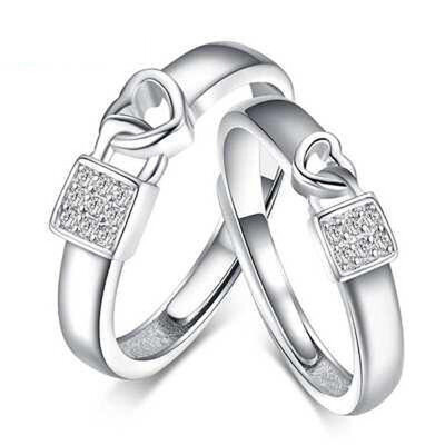 

1Set Simple Wedding Shiny Silver Plated Heart-Shaped Opening Ring Female Jewelry Couple Ring