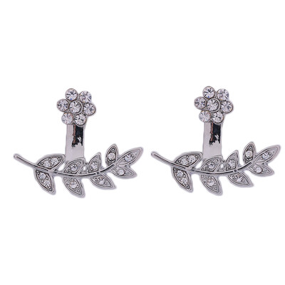 

Arrival Gold Branch Jade Leaf Alloy Diamond Earrings