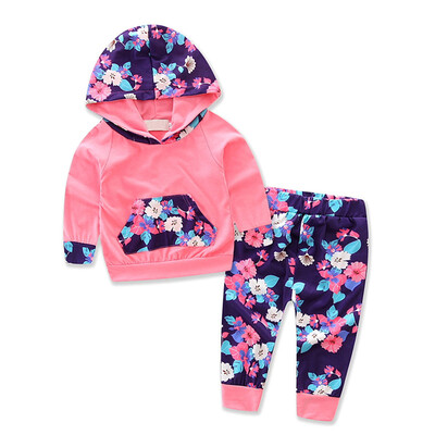 

Kacakid 2017 Hot 2pcs Baby Girls Clothes Newborn Infant Hooded Sweatshirt TopsPantsOutfits Tracksuit Kids Clothing Set Y6