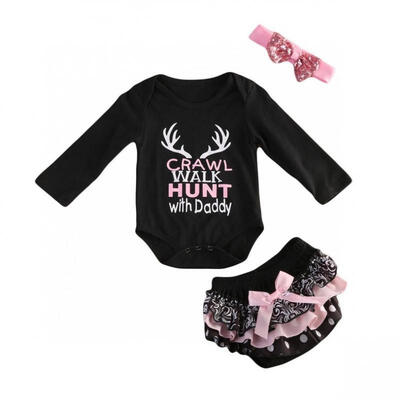 

3pcs Newborn Baby Girls Long Sleeve Romper Tutu Lace Shorts Skirts Outfits Clothes