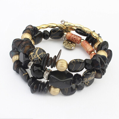 

Retro Handmade Multi-layer Crystal Beads Bracelet for Girls Woman Gift Fashion