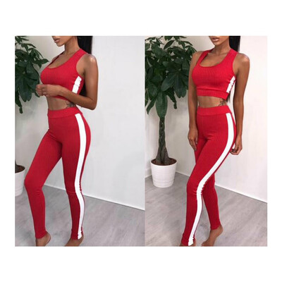 

New Women Sport Gym Yoga 2Pcs Vest Bra Sports Legging Pants Outfit Wear Set