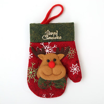 

Cute Christmas Glove Shaped Tableware Holder Bag Fork Spoon Pocket Cutlery Pouch