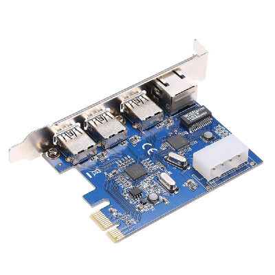 

PCI-E to USB30 Expansion Card 3 USB30 Ports 4Pin Power Supply&Gigabit High Speed Network Support PCI-E 1x PCI-E 4x PCI-E