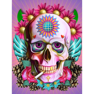 

5D DIY Full Drill Diamond Painting Flower Skull Cross Stitch Embroidery Kit