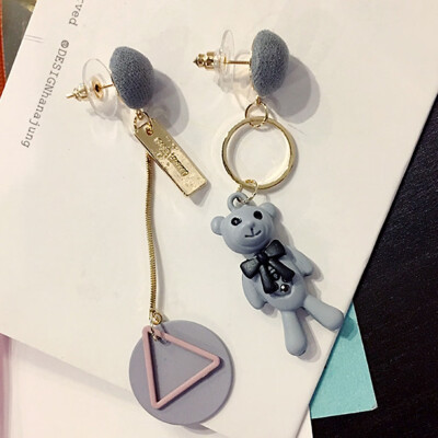 

Fashion Cute Bowknot Bear Earrings for Women Girls Gift Asymmetric Earrings Fine Jewelry