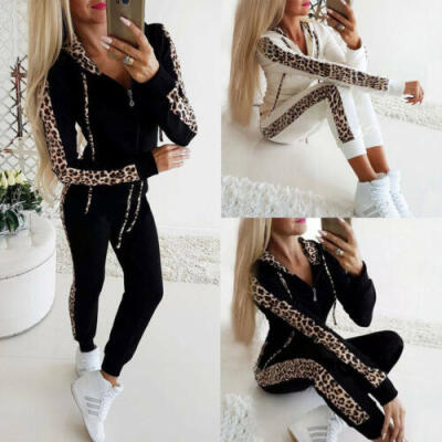 

US Womens Jogger Casual Tracksuit Hoodies SweatshirtPants 2Pcs Sets Sport Wear