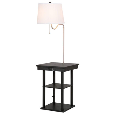 

Table Swing Arm Floor Lamp with Shade 2 USB Ports