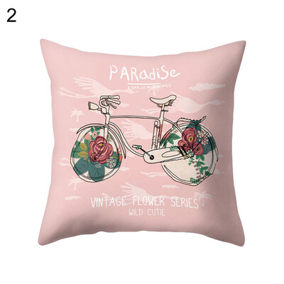 

Bicycle Flower Eiffel Tower Pillow Case Cushion Cover Bed Car Cafe Office Decor