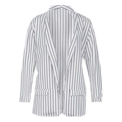 

European Autumn Women Stripe Casual Office Wear Blazers Cardigans Jacket