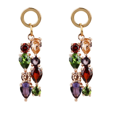 

Fantastic Color Zircon Earrings for Ladies Gold Color Tone Wedding Fashion Jewelry Drop Earrings