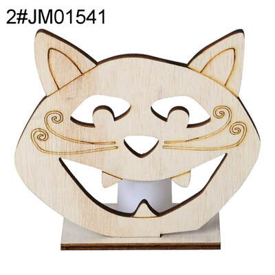 

Wooden Pumpkin Skull LED Light Stand Desktop Decor Halloween Party Supplies