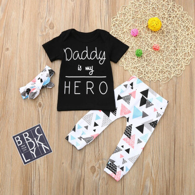 

Infant Kids Baby Girl Boy Letter Print T-shirtGeometric Pants outfits Clothes