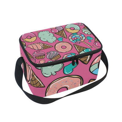 

ALAZA Lunch Box Insulated Lunch Bag Large Cooler Candy Donuts Sweet Icecream Tote Bag