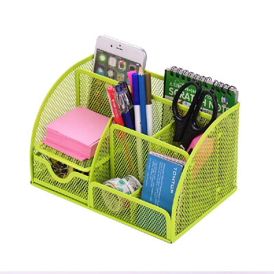 

7 Storage Compartments Multi-functional Mesh Desk Organizer Pen Holder Stationery Storage Container Box Collection Office School