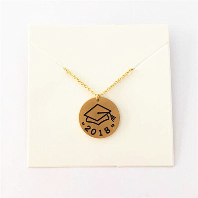 

Stainless Steel Graduation Necklace 2018 BFF Jewelry Dr Hat Erkek Kolye Gold Silver Round Necklaces & Pendants Best Friends Gift