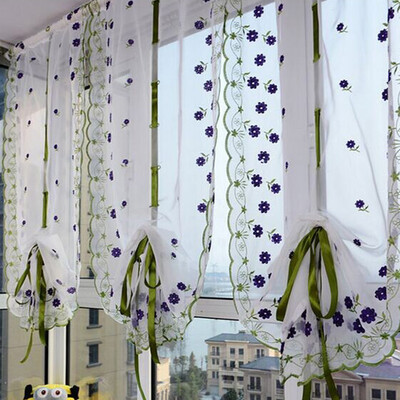 

Flower Window Curtain Pattern Sheer Voile Tulle Valances for Diningroom
