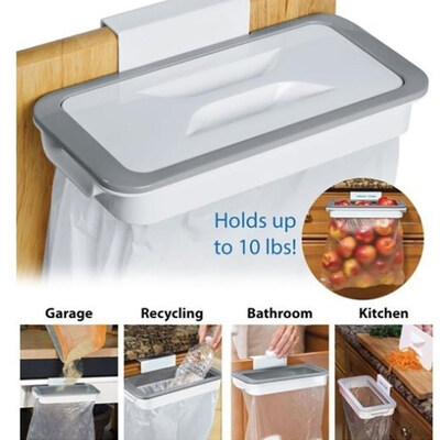 

Kitchen Cupboard Cabinet Door Hanging Hands Free Garbage Trash Bag Rack Holder