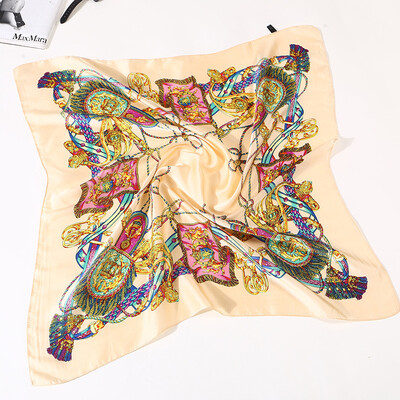 

Cross-border exclusive silk scarf chain pattern small square scarf silk silk satin scarf female tied bag hair band FJ070