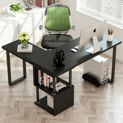 

L-Shaped Office Corner Computer Desk Home Office Study Laptop PC Work Wood Table