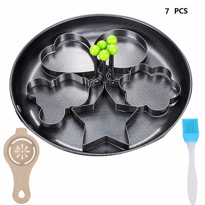 

5 7 PCS Stainless Steel Fried Egg Mold Egg Ring Egg Sharper Set