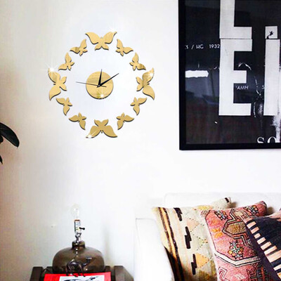 

Gobestart Modern 3D DIY Mirror Living Modern Design Home Room Decoration Time Wall Clock