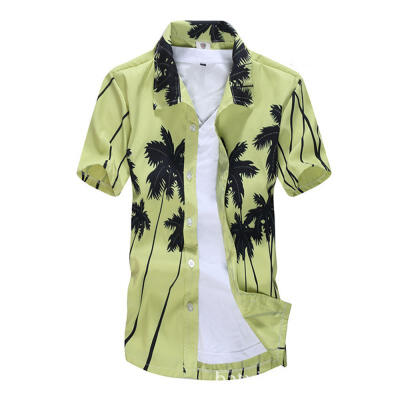 

Summer Hawaiian Mens Hawaii Beach Shirt Chemise Homme Coconut Palm Prints Loose Casual Short Sleeve Shirts