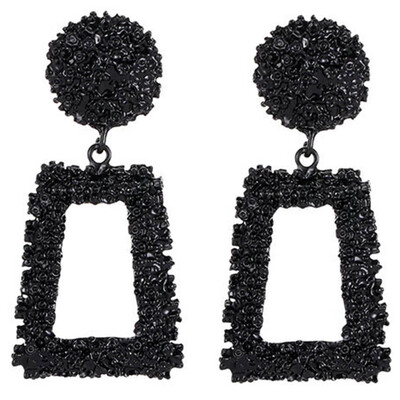 

Creative Personality Embossed Trapezoidal Long Metal Earrings