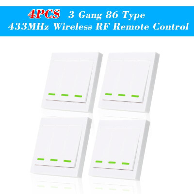 

4PCS eWeLink Push Button Wall Light Switch Remote Controller 3 Gang 86 Type ONOff Switch Panel 433MHz Wireless RF Remote Control