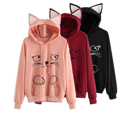 

Hot Women Long Sleeve Hoodie Sweatshirt Sweater Hooded Jumper Coat Pullover Tops