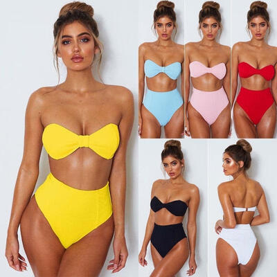 

Women High Waist Swimsuit Swimwear Push-up Bikini Bandage Set Monokini Bathing