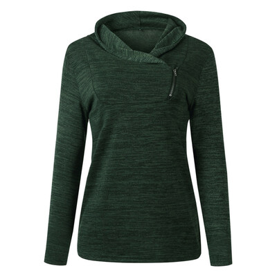 

New Autumn Casual Long Sleeve Women Sweatshirt Fashion V Collar Zipper Irregular Pullovers Female Solid Color Sweatshirts 2019