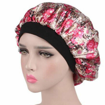 

Women Satin Night Sleep Cap Hair Bonnet Hat Silk Head Cover Wide Elastic Band