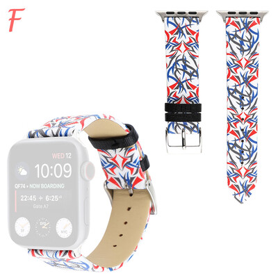 

〖Follure〗Leather Floral Pattern Printed Replaceable Band For Apple Watch 4321 3840mm