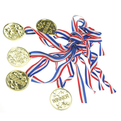 

FUNNYBUNNY Plastic Gold Medals 5pcs Kids Winner Award Medals With RibbonStar Medals Party Sports Day Bag Prize Awards Toys