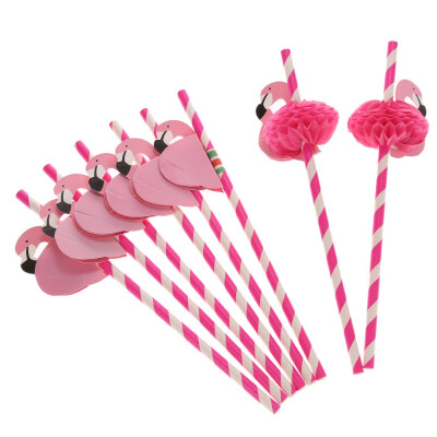 

50pcsset Cute Food Grade Paper Straws for Birthday Wedding Baby Shower Celebration&Party Multifunctional Straws with Flamingo