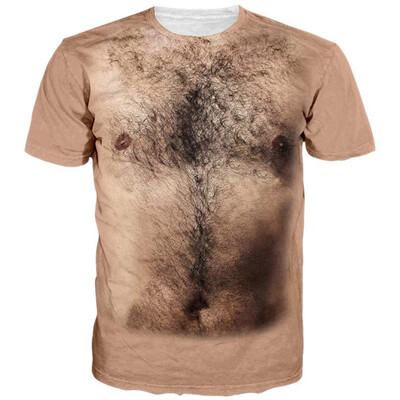 

Mens Hairy Chest Muscle 3D Print T-shirt Tops Short Sleeve Shirts Tee -3XL Top