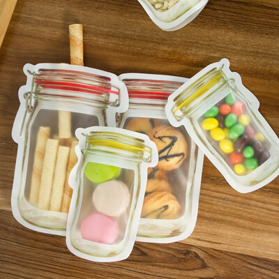 

Gobestart 4 Pieces Mason Jar Zipper Bags Reusable Snack Saver Bag Leakproof Food Sandwich