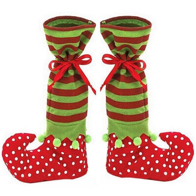 

Christmas Tree Decor Santa Claus Fairy Flocking Christmas Boots Candy Bag Red