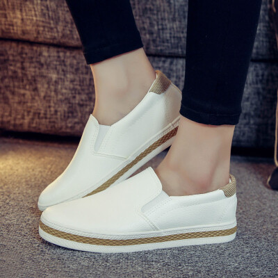 

Spring white leather Lefu shoes Korean version of lazy peoples shoes flat soled casual board shoes 100 canvas shoes womens shoes